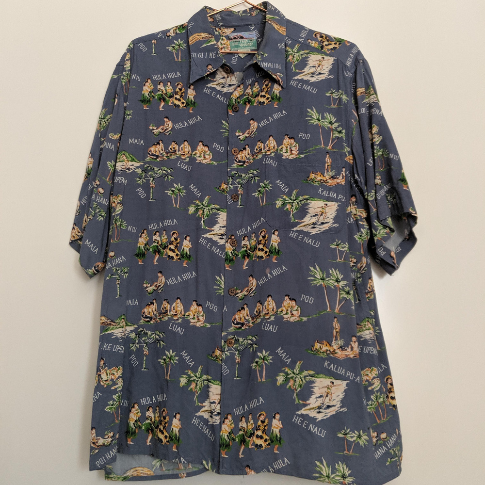 Vintage Reyn Spooner Hula Girl Hawaiian Shirt M